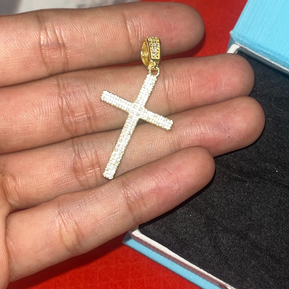925 Silver Gold Over Silver Cross Pendant